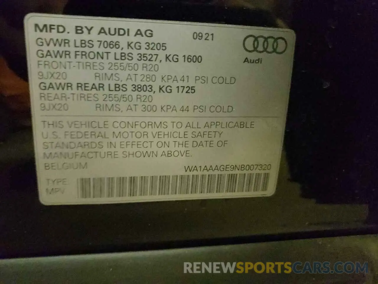 10 fotografías del automóvil dañado WA1AAAGE9NB007320 AUDI E-TRON 2022