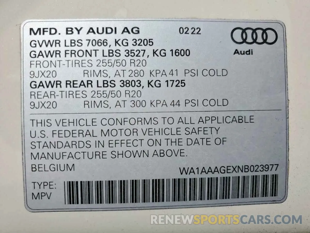 14 fotografías del automóvil dañado WA1AAAGEXNB023977 AUDI E-TRON 2022