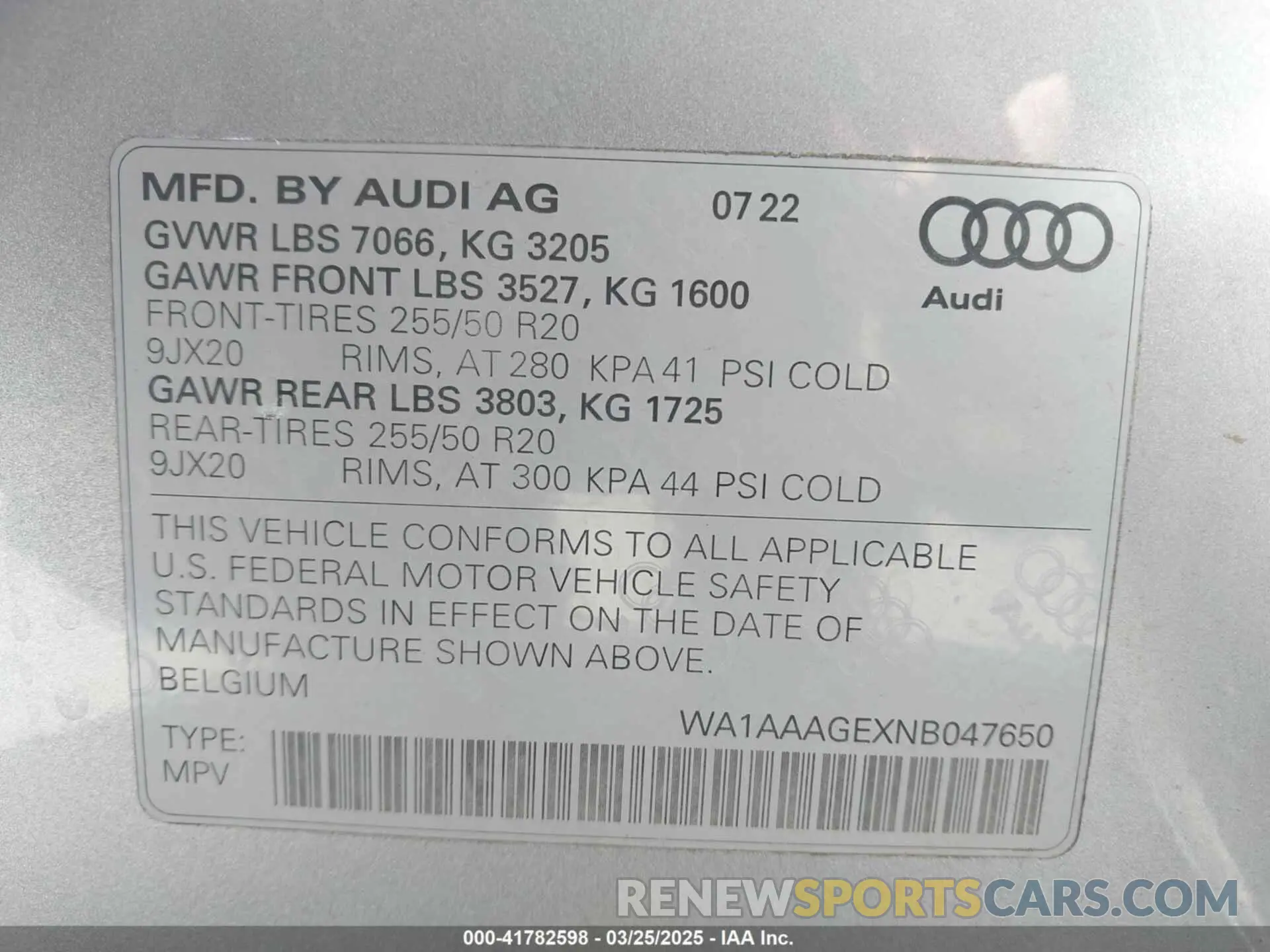 9 fotografías del automóvil dañado WA1AAAGEXNB047650 AUDI E-TRON 2022
