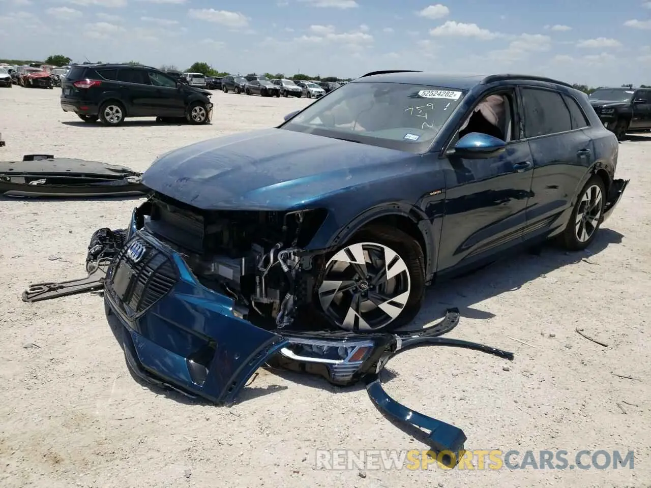 2 fotografías del automóvil dañado WA1AABGE8NB031646 AUDI E-TRON 2022