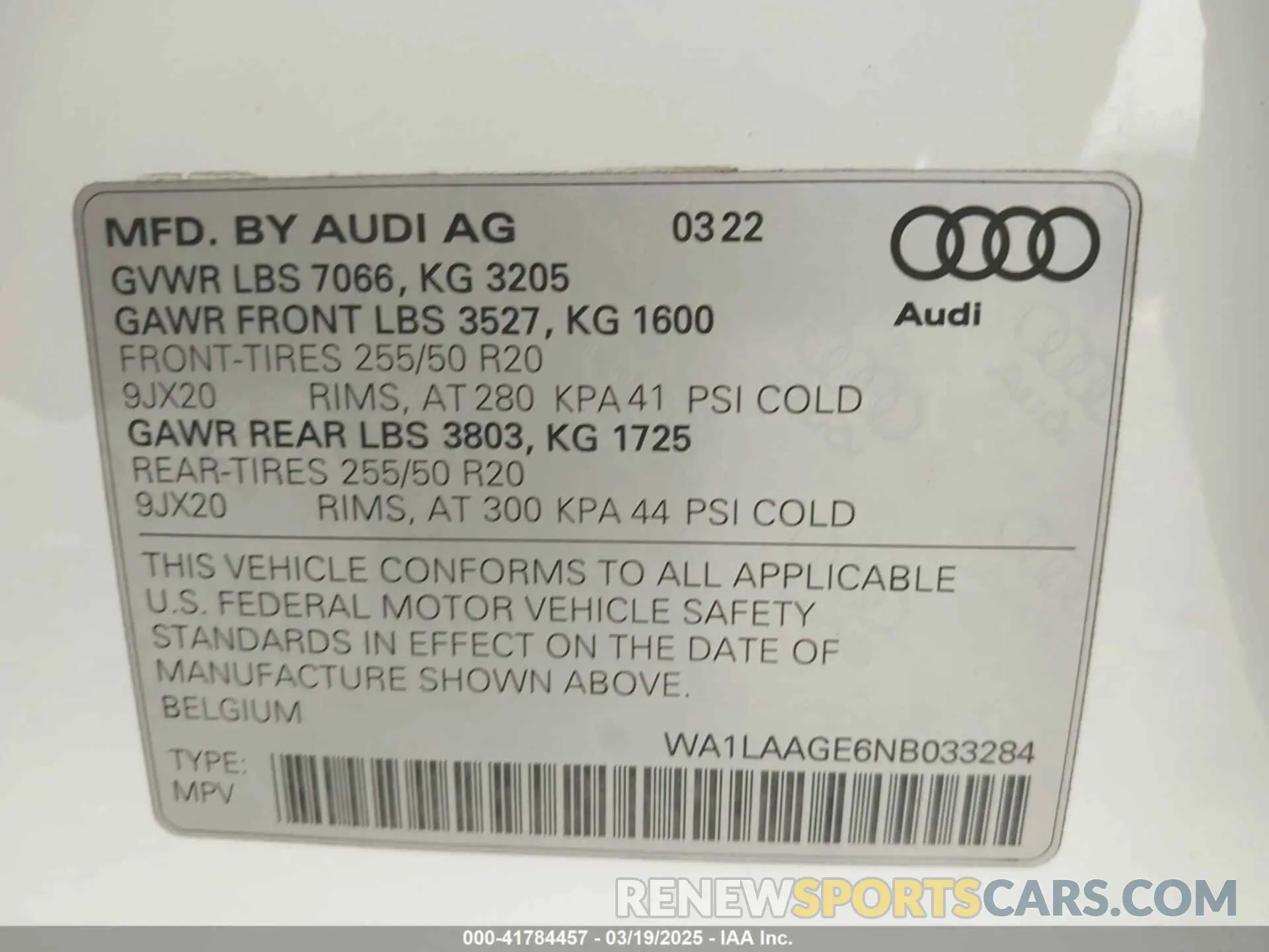 9 fotografías del automóvil dañado WA1LAAGE6NB033284 AUDI E-TRON 2022