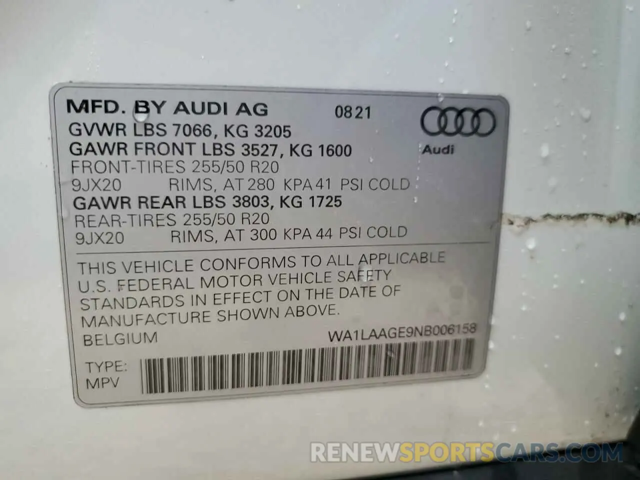 10 fotografías del automóvil dañado WA1LAAGE9NB006158 AUDI E-TRON 2022