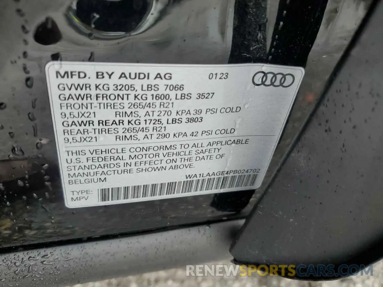 15 fotografías del automóvil dañado WA1LAAGE4PB024702 AUDI E-TRON 2023
