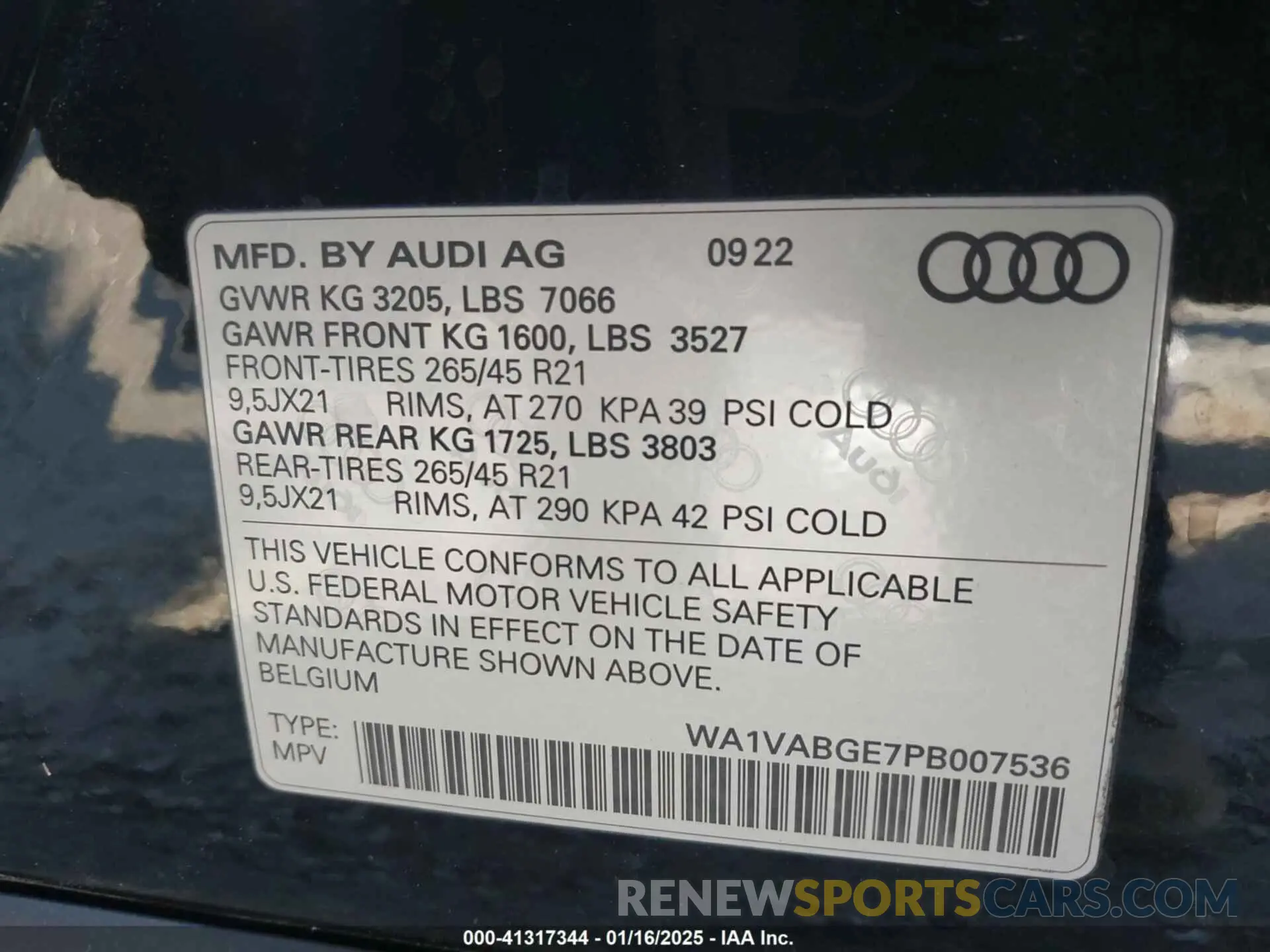 9 fotografías del automóvil dañado WA1VABGE7PB007536 AUDI E-TRON 2023
