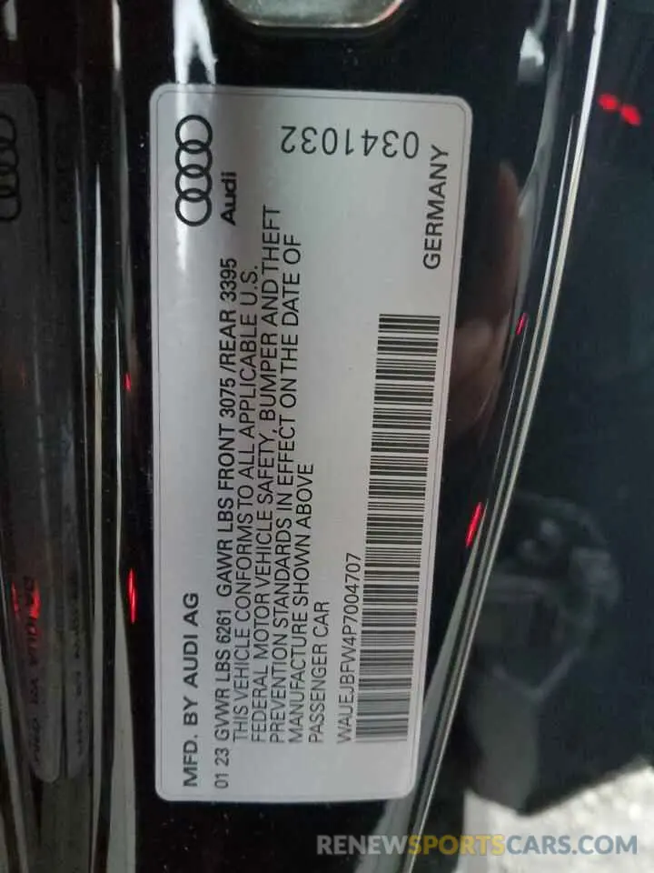 13 fotografías del automóvil dañado WAUEJBFW4P7004707 AUDI E-TRON GT 2023