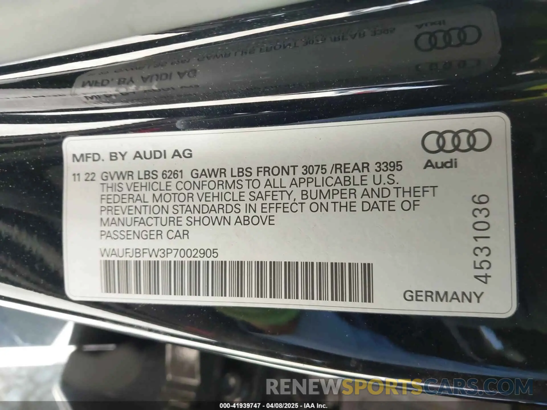 9 fotografías del automóvil dañado WAUFJBFW3P7002905 AUDI E-TRON GT 2023