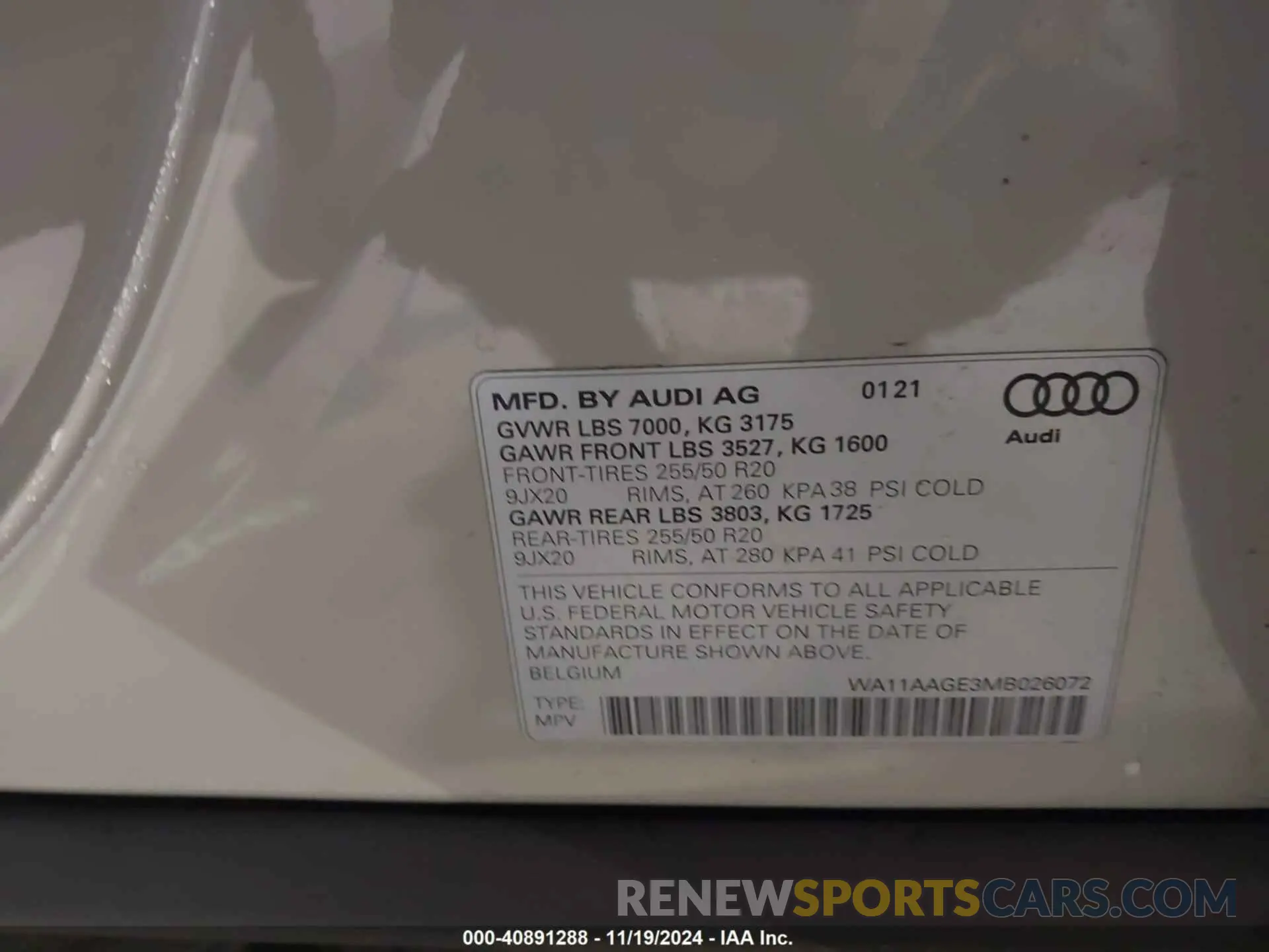 9 fotografías del automóvil dañado WA11AAGE3MB026072 AUDI E-TRON SPORTBACK 2021
