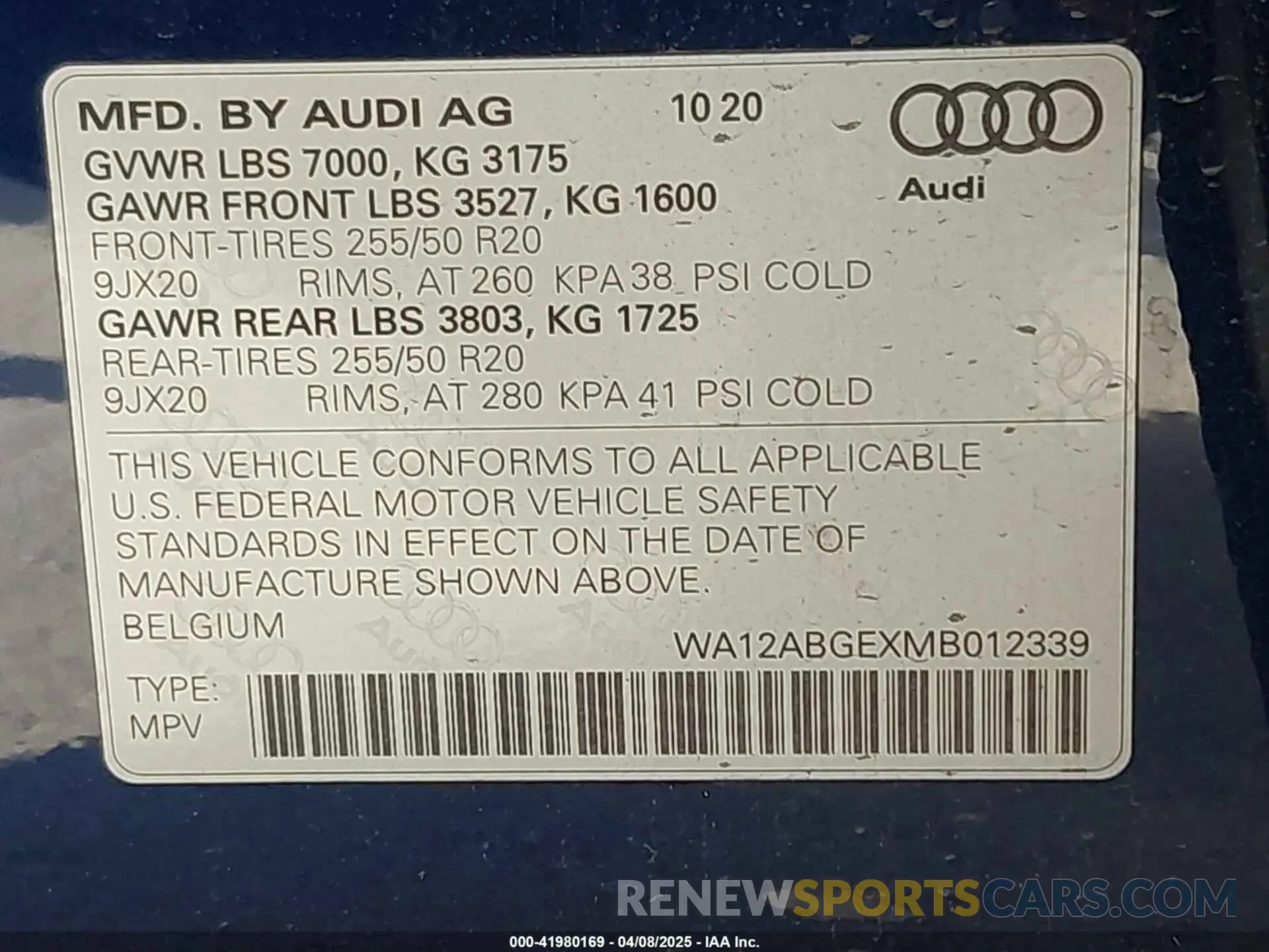 9 fotografías del automóvil dañado WA12ABGEXMB012339 AUDI E-TRON SPORTBACK 2021