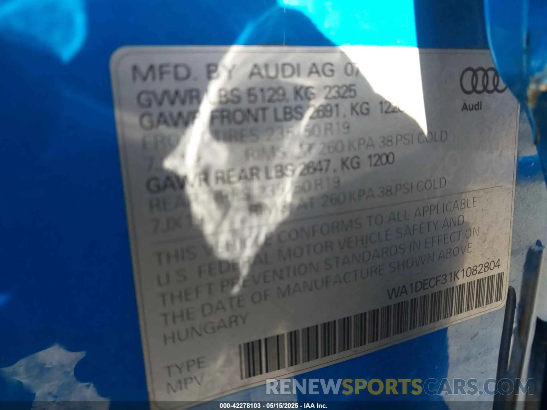 9 fotografías del automóvil dañado WA1DECF31K1082804 AUDI Q3 2019