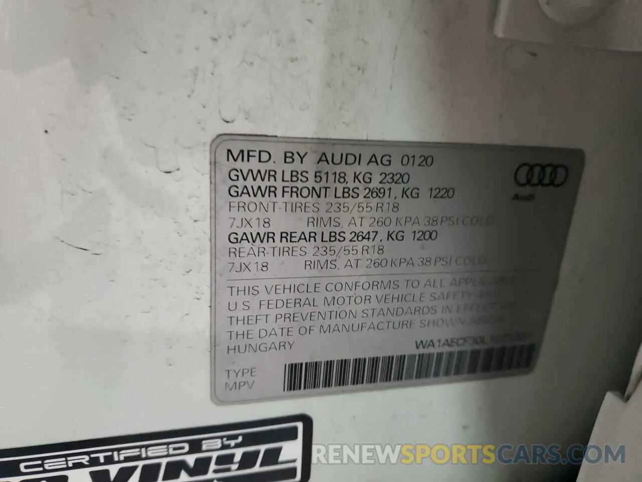 13 fotografías del automóvil dañado WA1AECF30L1071331 AUDI Q3 2020