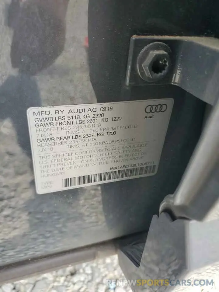 13 fotografías del automóvil dañado WA1AECF33L1008711 AUDI Q3 2020