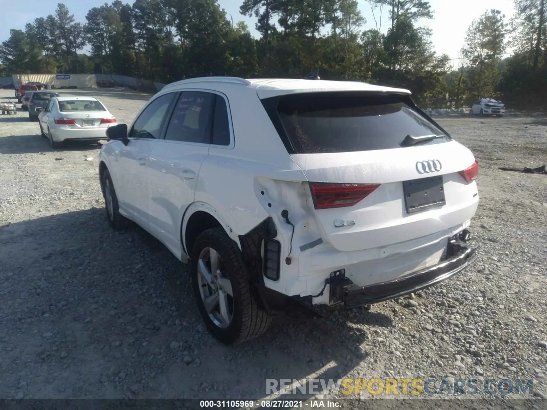 3 fotografías del automóvil dañado WA1AECF38L1025519 AUDI Q3 2020