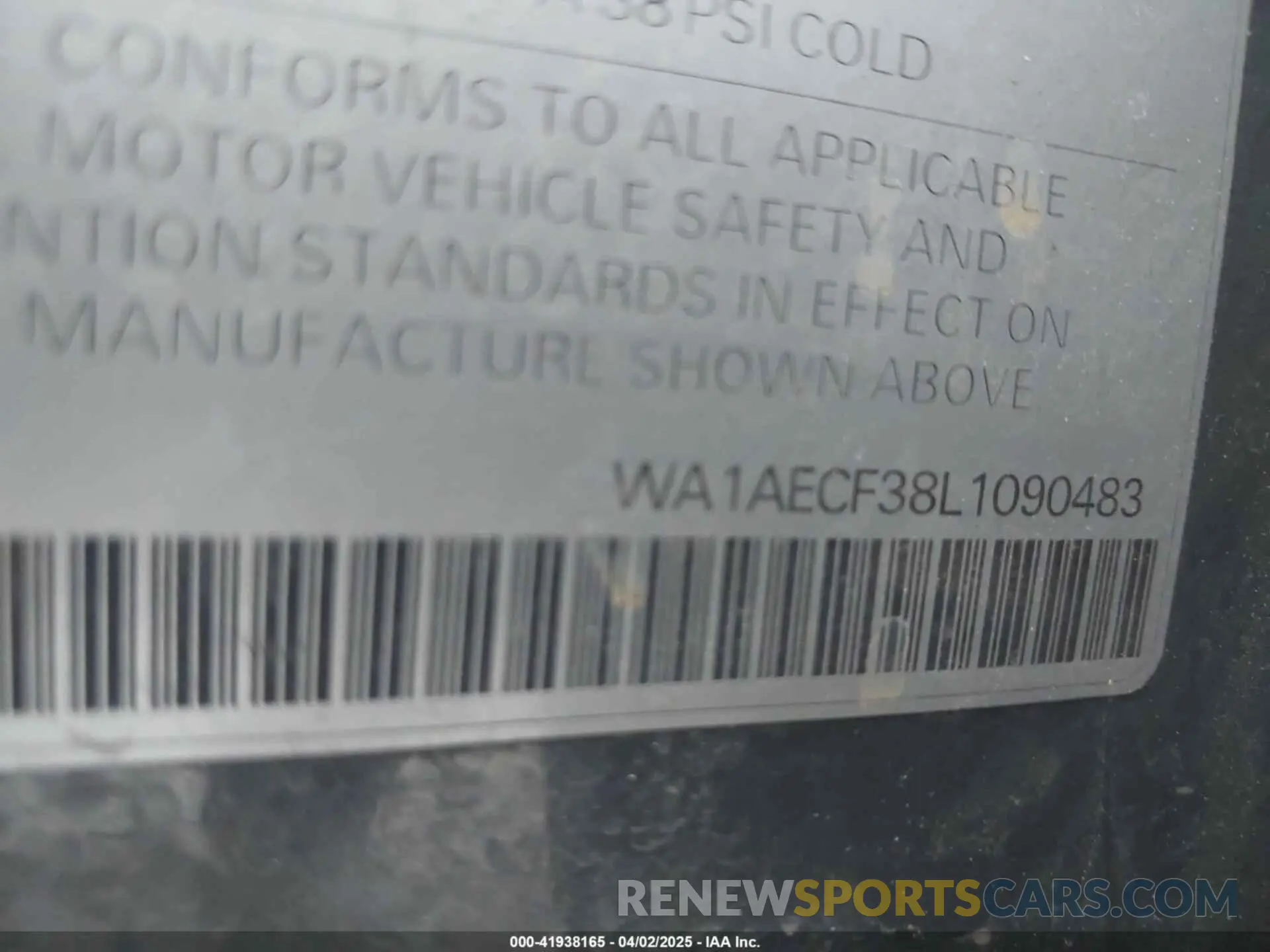 9 fotografías del automóvil dañado WA1AECF38L1090483 AUDI Q3 2020