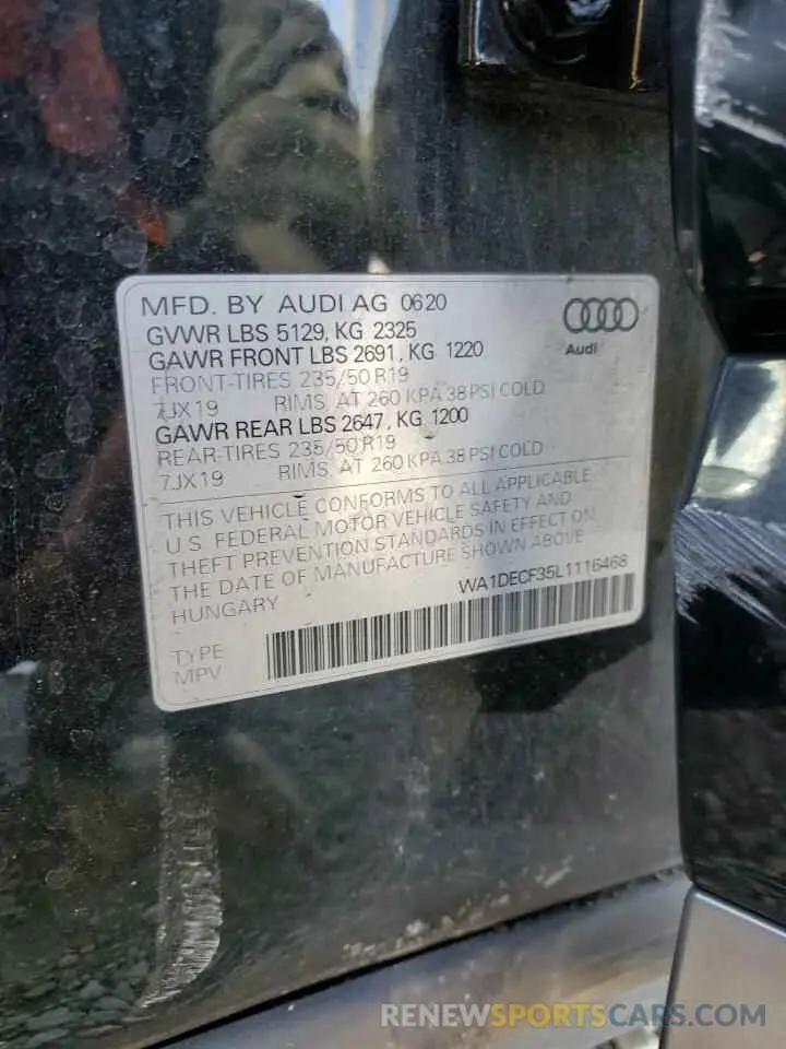 13 fotografías del automóvil dañado WA1DECF35L1116468 AUDI Q3 2020