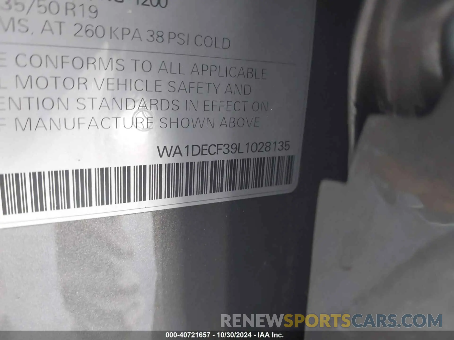9 fotografías del automóvil dañado WA1DECF39L1028135 AUDI Q3 2020