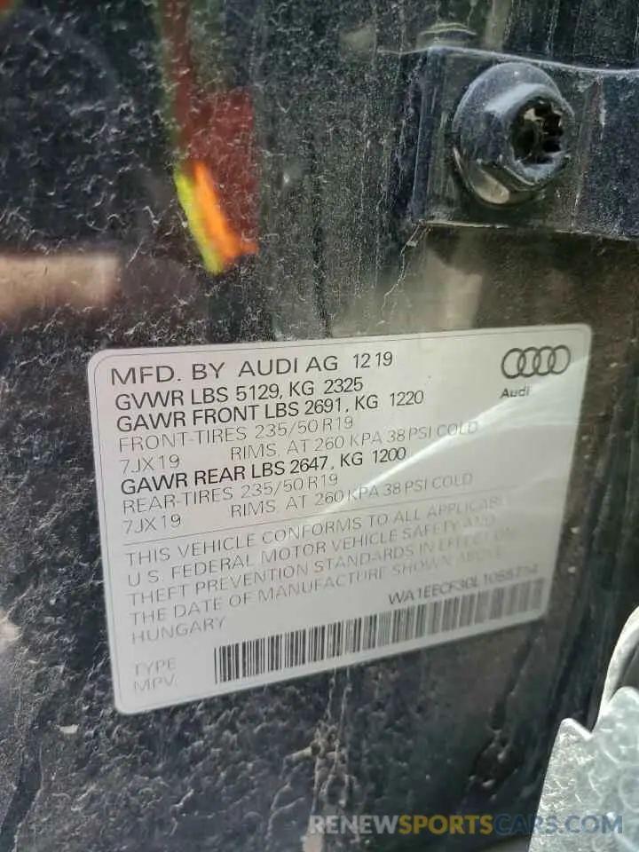 15 fotografías del automóvil dañado WA1EECF30L1055714 AUDI Q3 2020