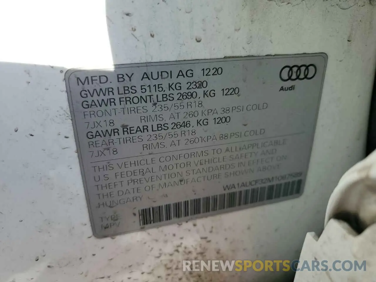 12 fotografías del automóvil dañado WA1AUCF32M1067589 AUDI Q3 2021
