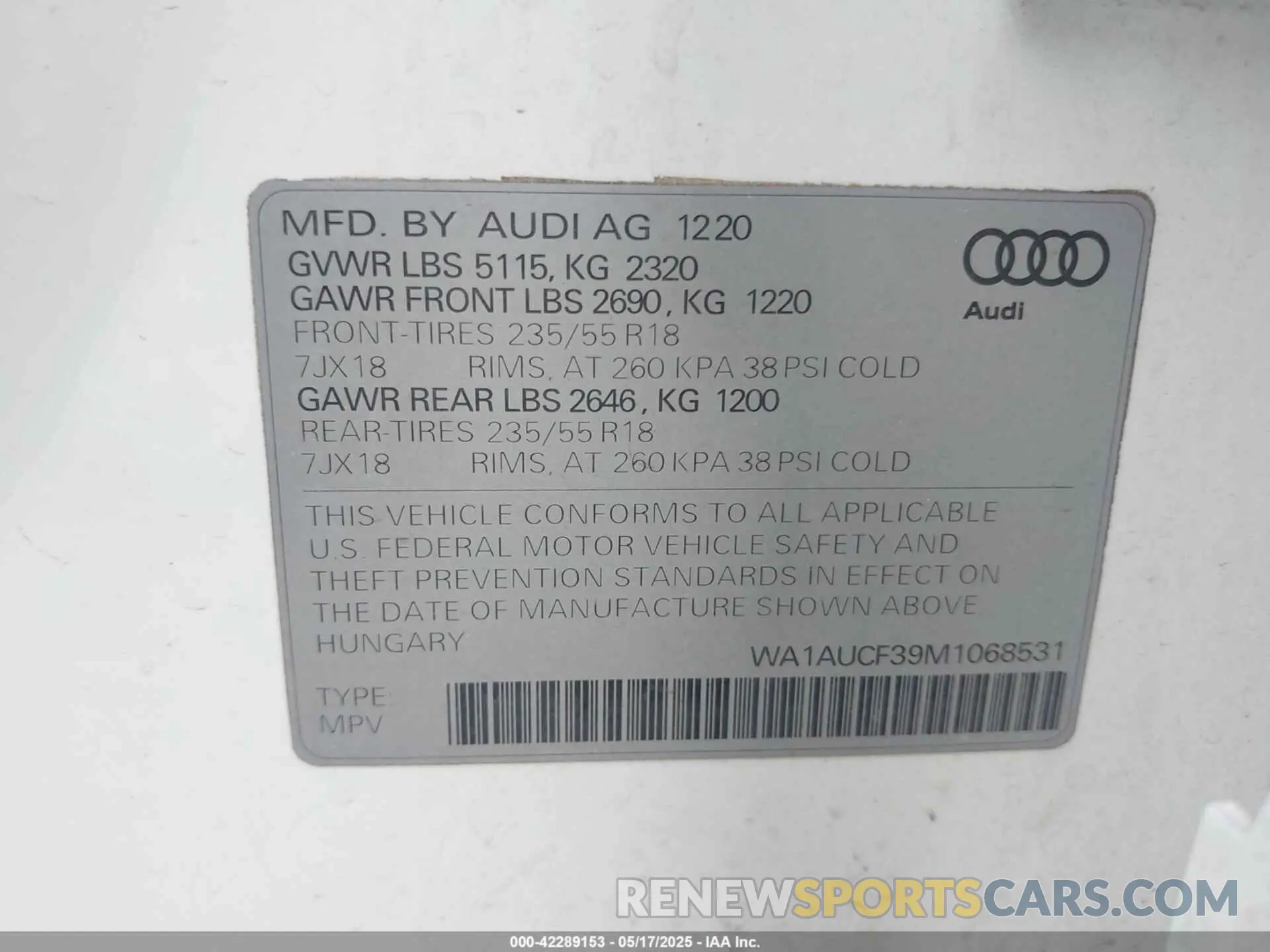 9 fotografías del automóvil dañado WA1AUCF39M1068531 AUDI Q3 2021
