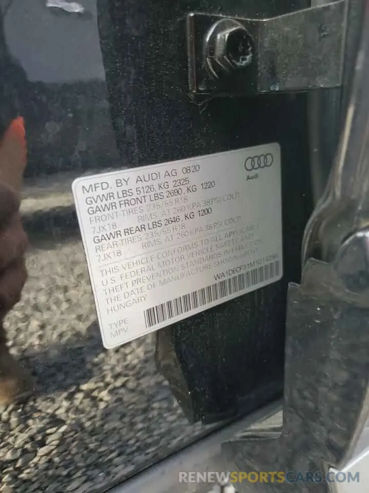 15 fotografías del automóvil dañado WA1DECF31M1014280 AUDI Q3 2021