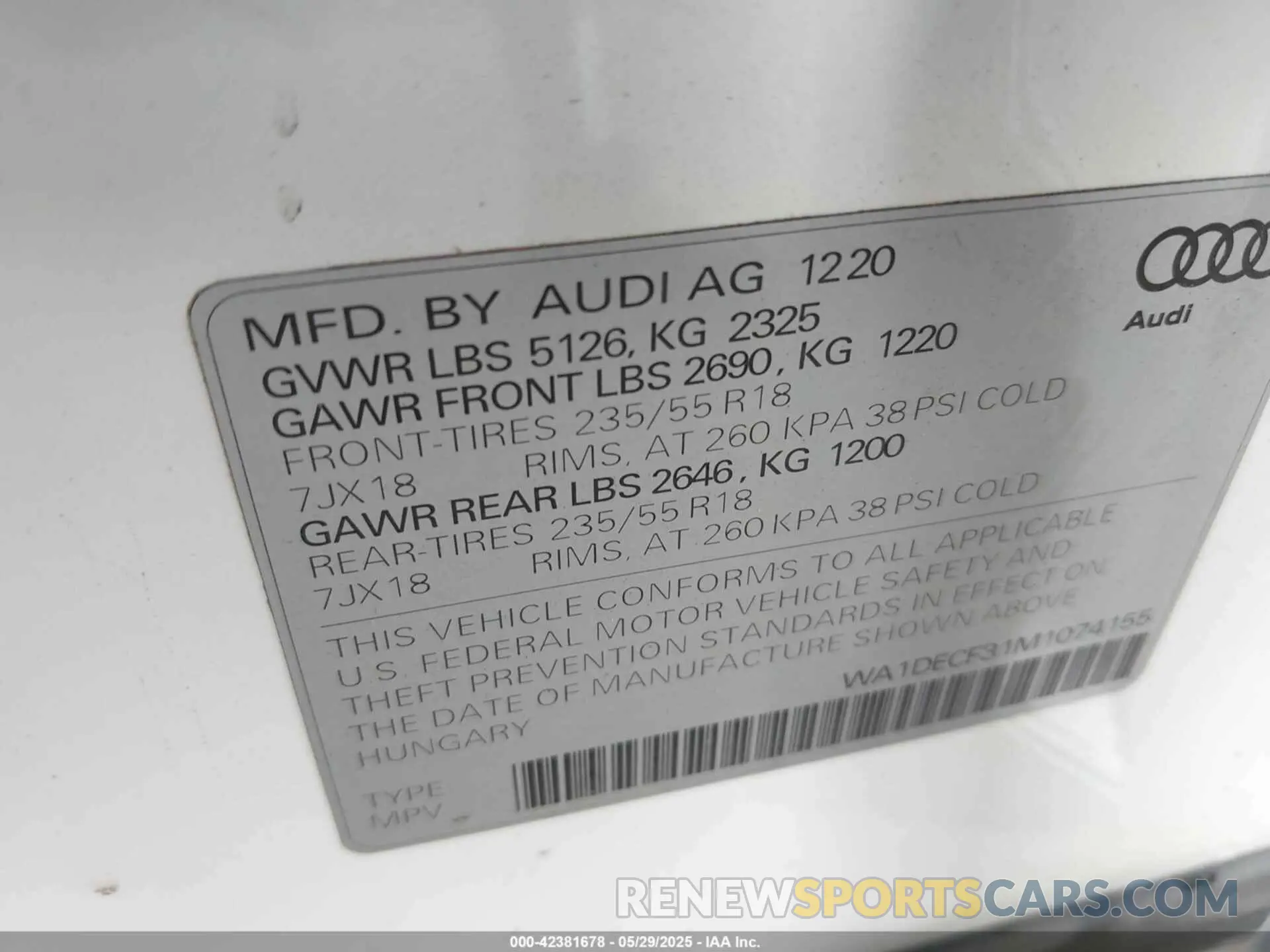 9 fotografías del automóvil dañado WA1DECF31M1074155 AUDI Q3 2021