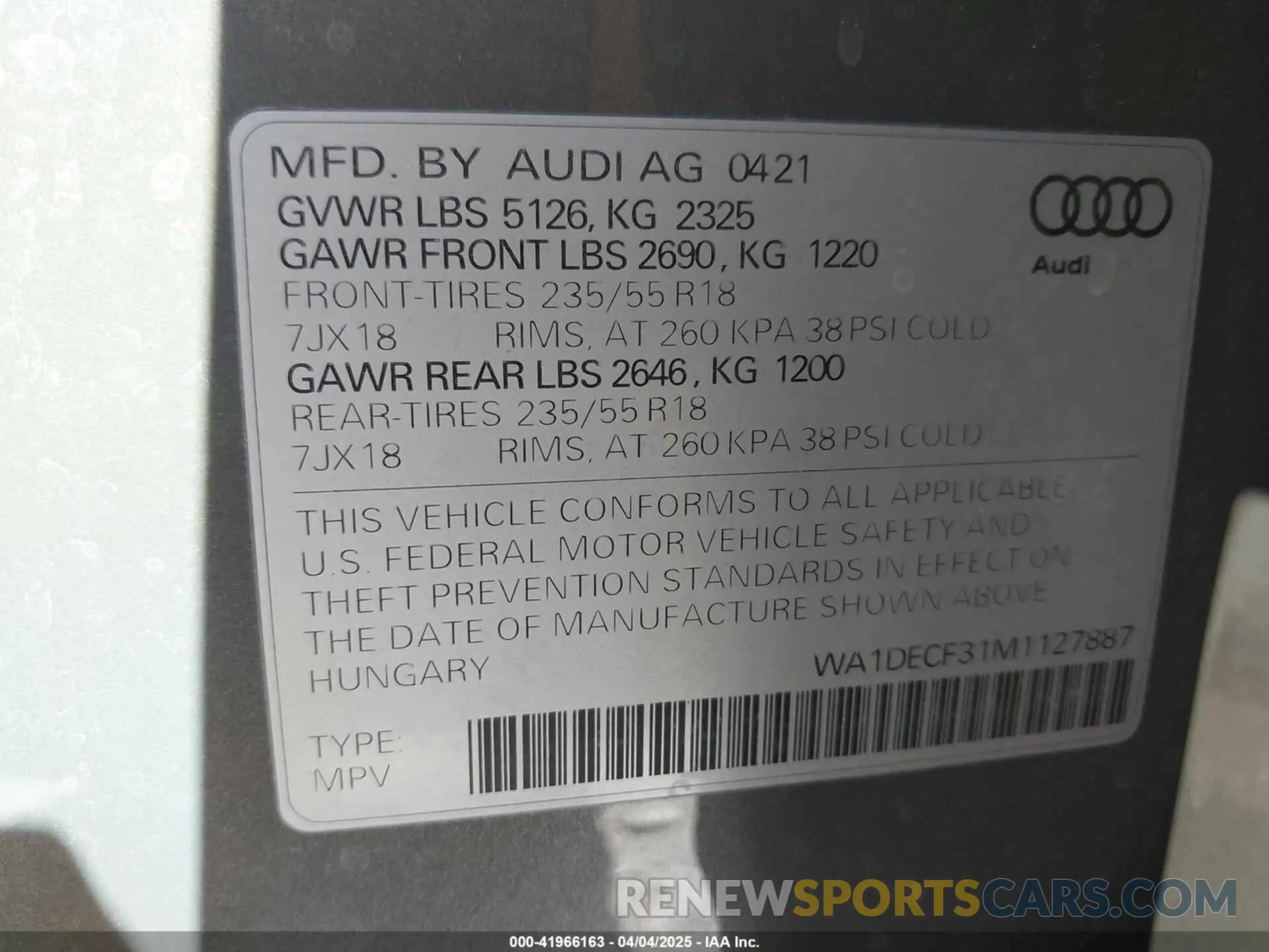 9 fotografías del automóvil dañado WA1DECF31M1127887 AUDI Q3 2021