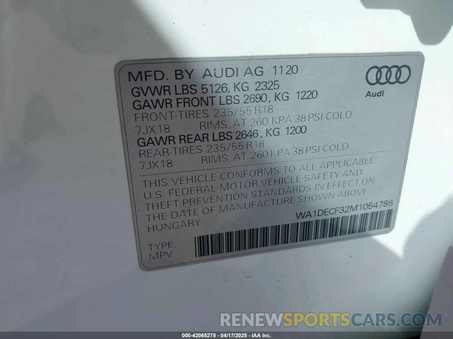 9 fotografías del automóvil dañado WA1DECF32M1054786 AUDI Q3 2021