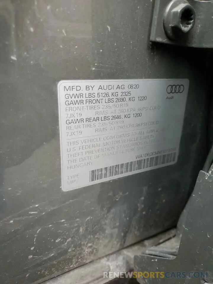 12 fotografías del automóvil dañado WA1DECF34M1013785 AUDI Q3 2021