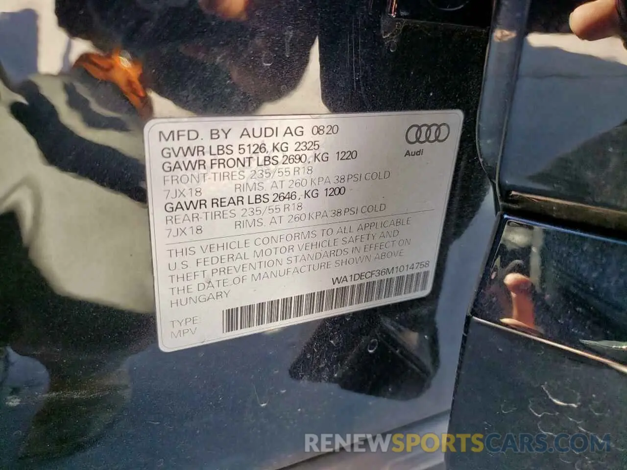 15 fotografías del automóvil dañado WA1DECF36M1014758 AUDI Q3 2021