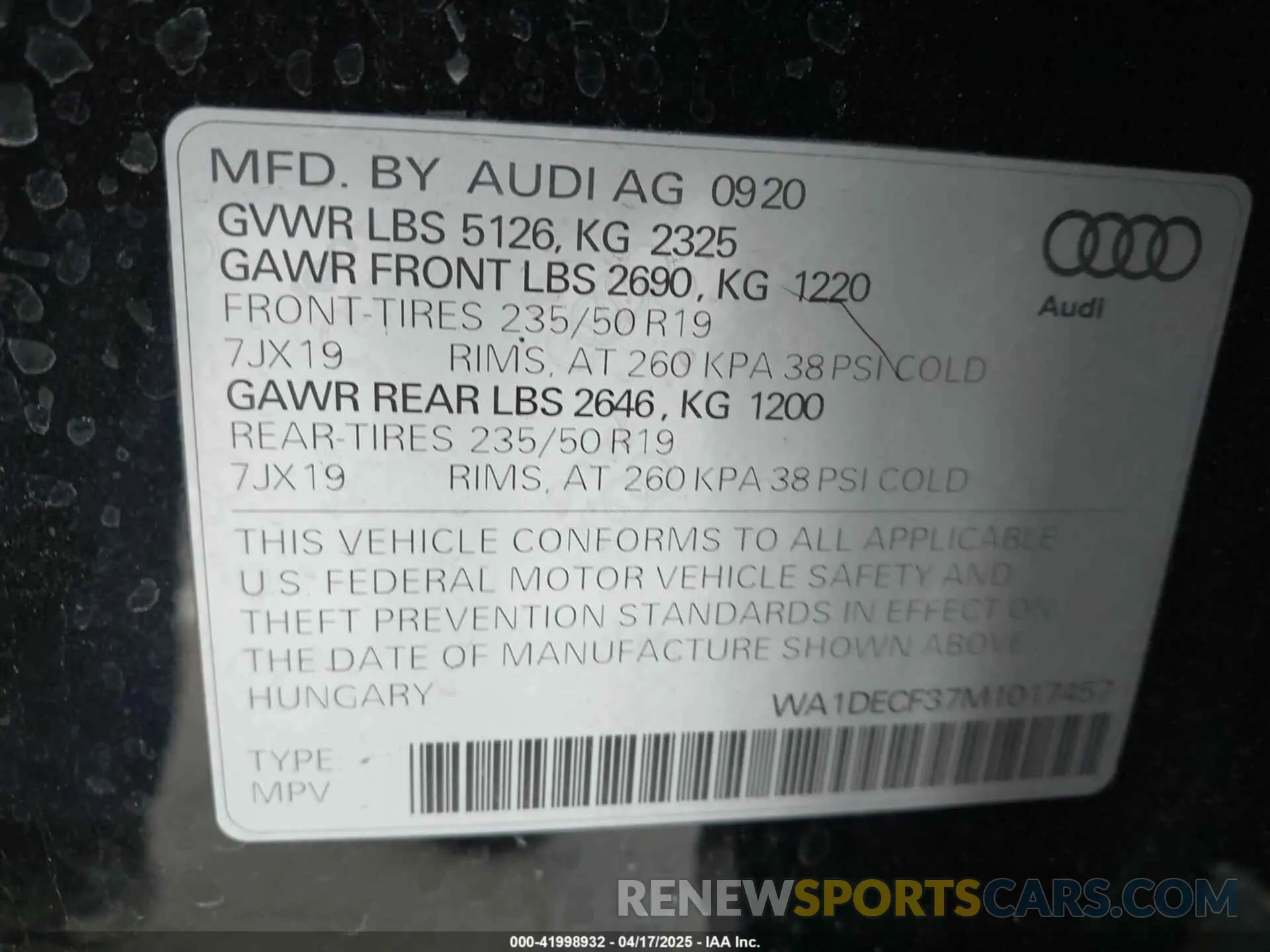 9 fotografías del automóvil dañado WA1DECF37M1017457 AUDI Q3 2021