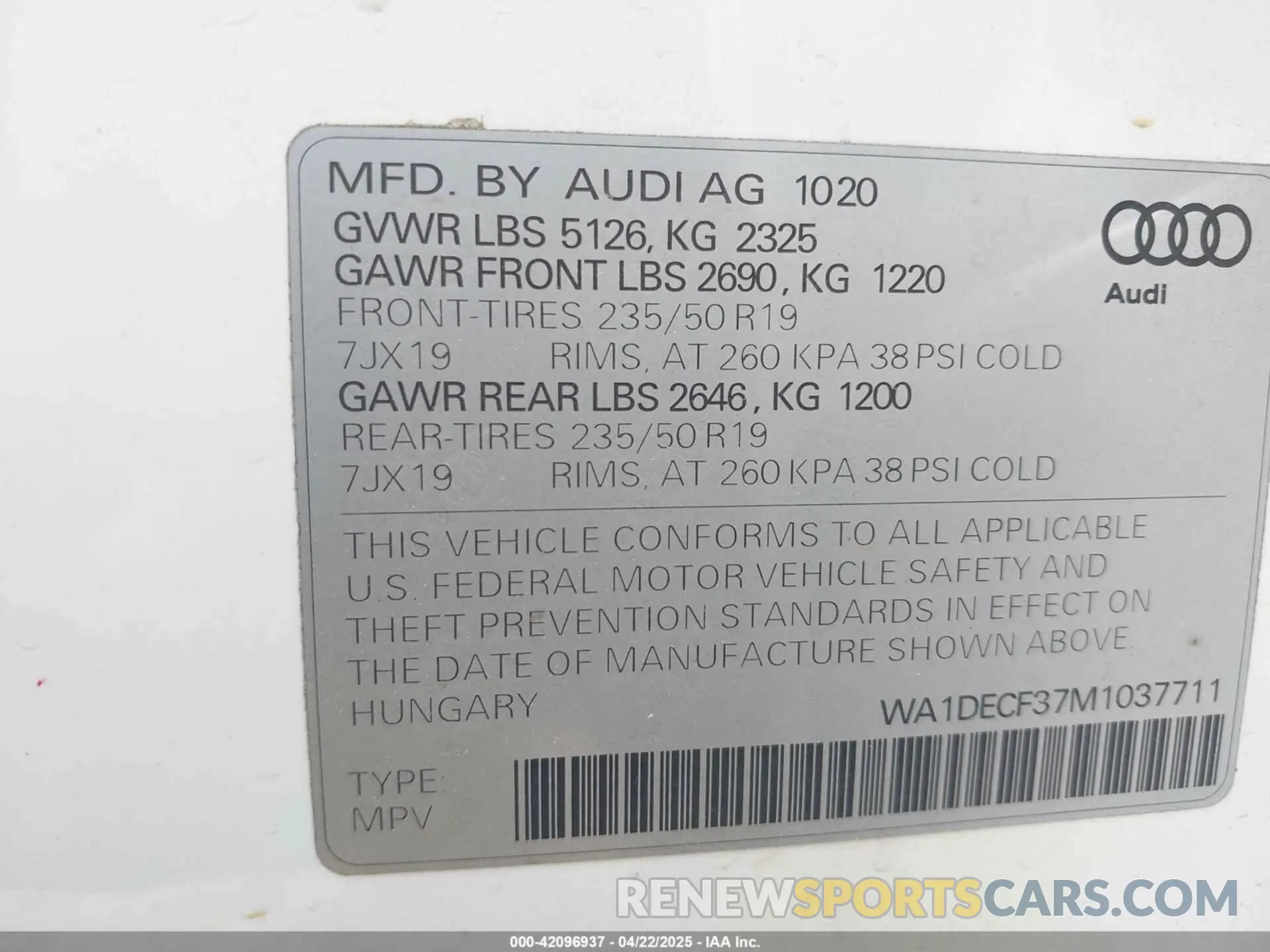 9 fotografías del automóvil dañado WA1DECF37M1037711 AUDI Q3 2021