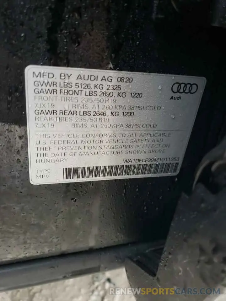 13 fotografías del automóvil dañado WA1DECF39M1011353 AUDI Q3 2021