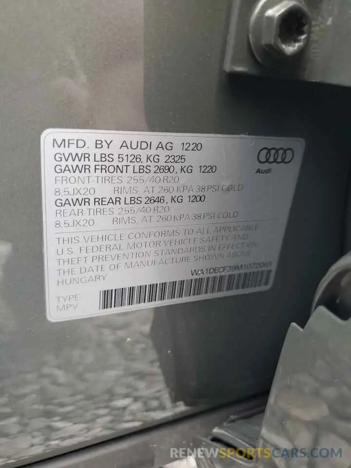 14 fotografías del automóvil dañado WA1DECF39M1072069 AUDI Q3 2021