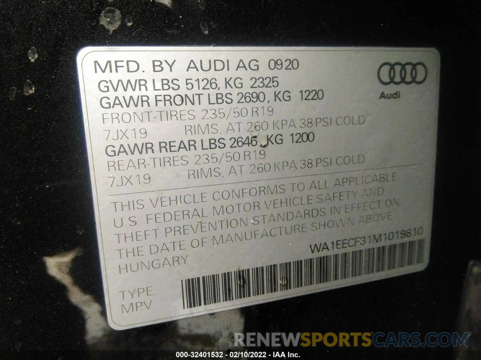 9 fotografías del automóvil dañado WA1EECF31M1019810 AUDI Q3 2021