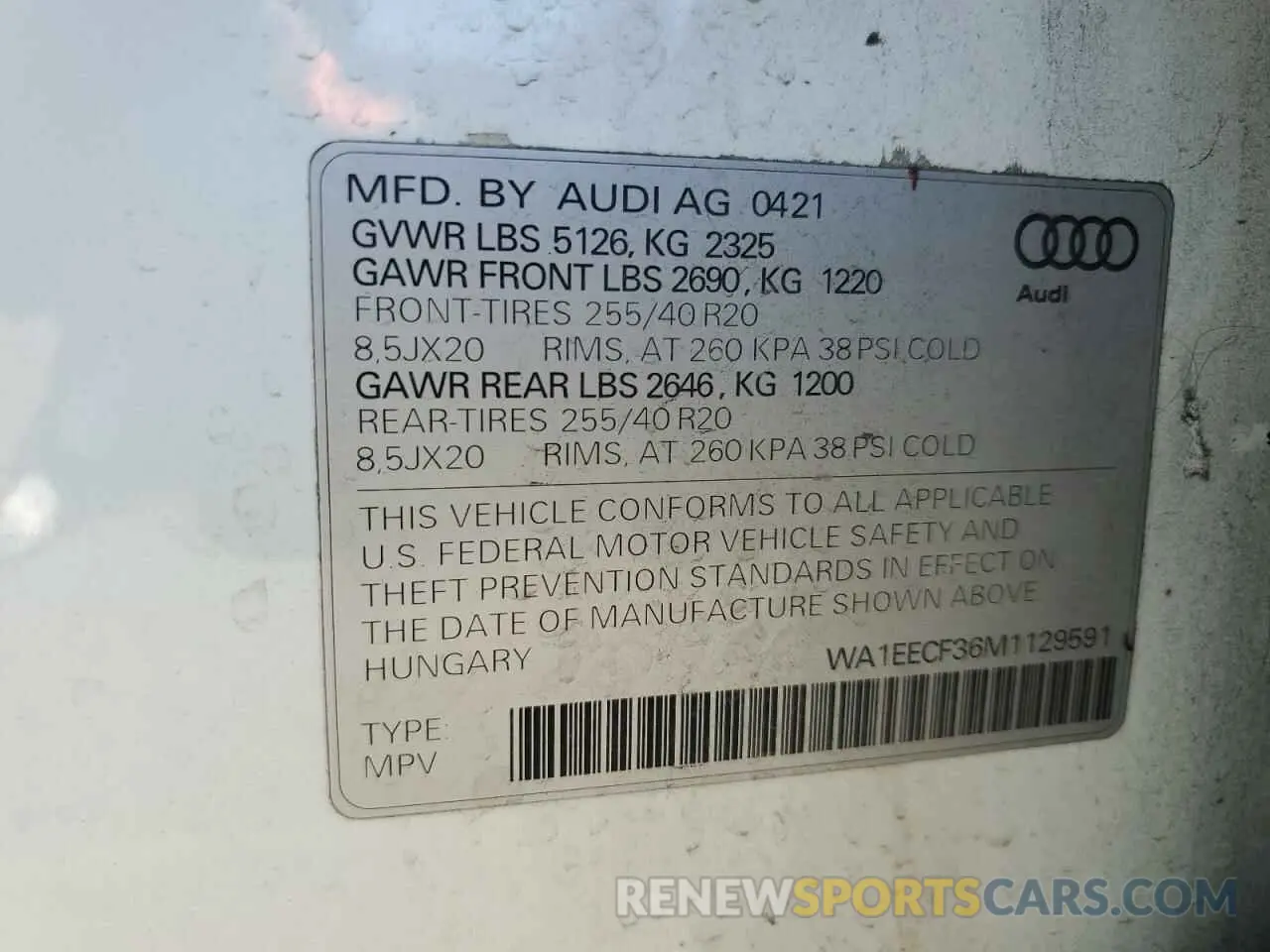 13 fotografías del automóvil dañado WA1EECF36M1129591 AUDI Q3 2021
