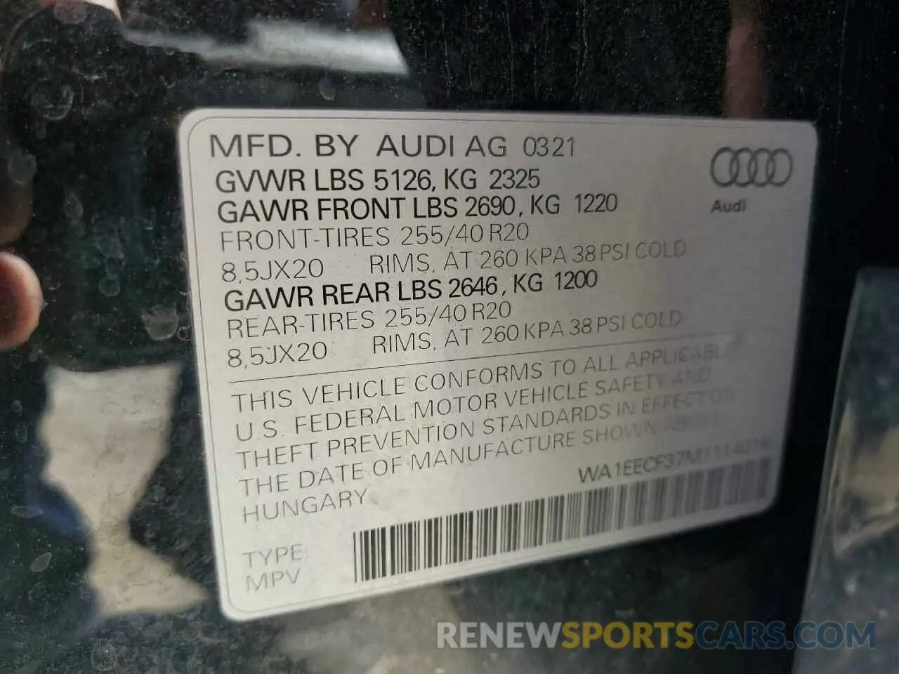 13 fotografías del automóvil dañado WA1EECF37M1114016 AUDI Q3 2021