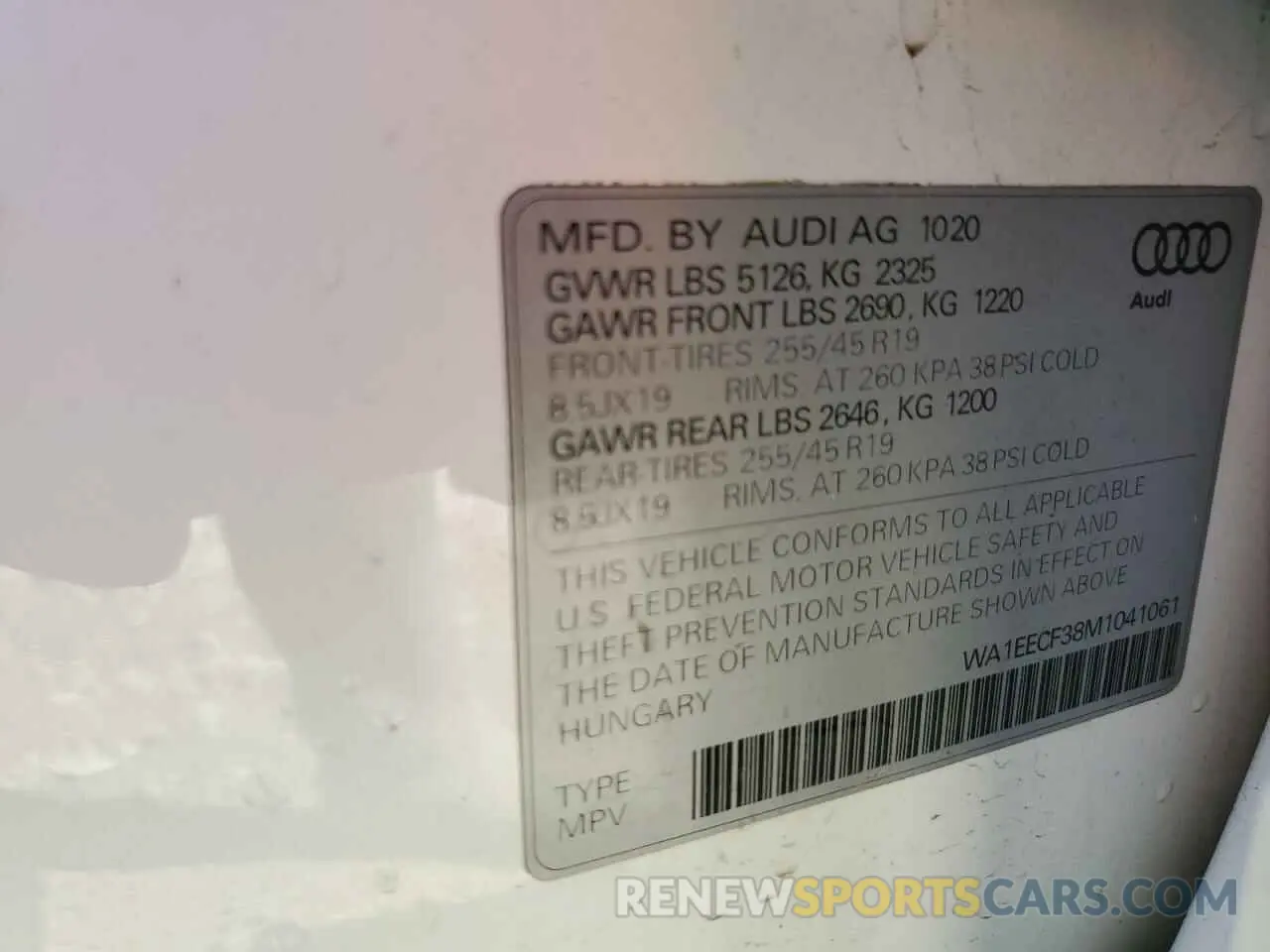 13 fotografías del automóvil dañado WA1EECF38M1041061 AUDI Q3 2021