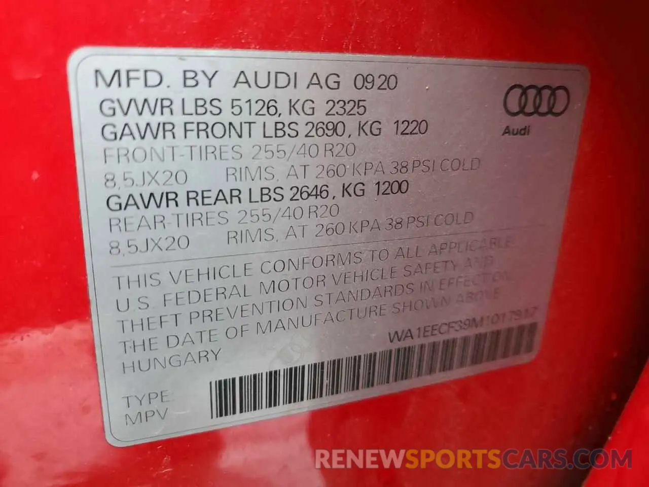 13 fotografías del automóvil dañado WA1EECF39M1017917 AUDI Q3 2021
