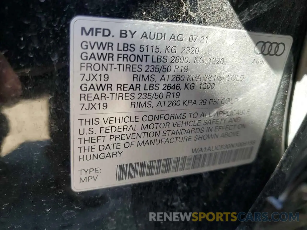 13 fotografías del automóvil dañado WA1AUCF30N1006159 AUDI Q3 2022