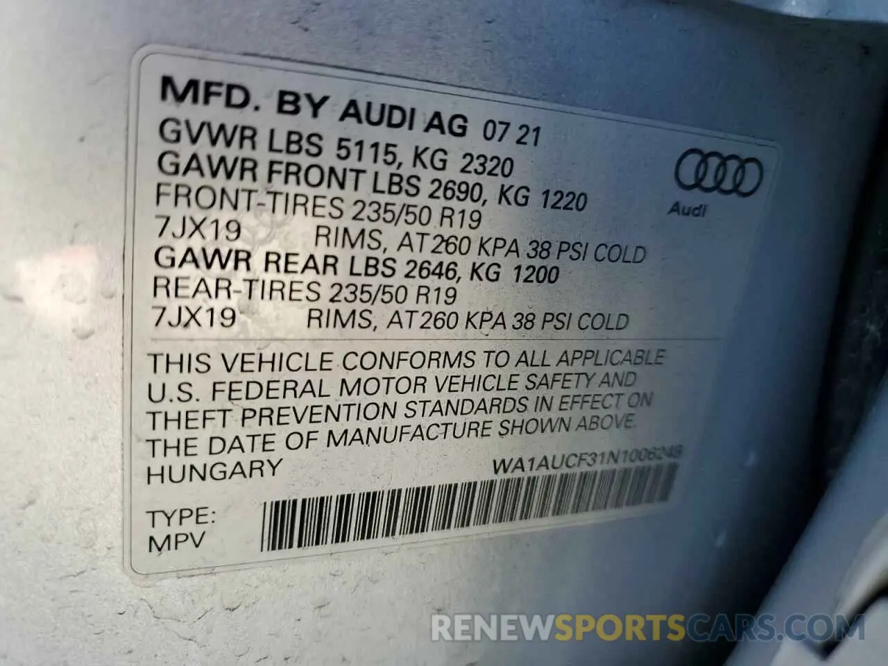 15 fotografías del automóvil dañado WA1AUCF31N1006249 AUDI Q3 2022