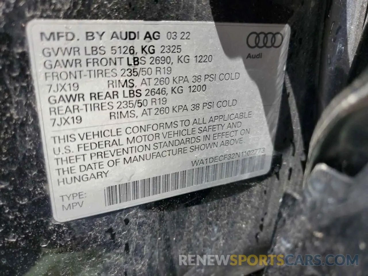 13 fotografías del automóvil dañado WA1DECF32N1102773 AUDI Q3 2022