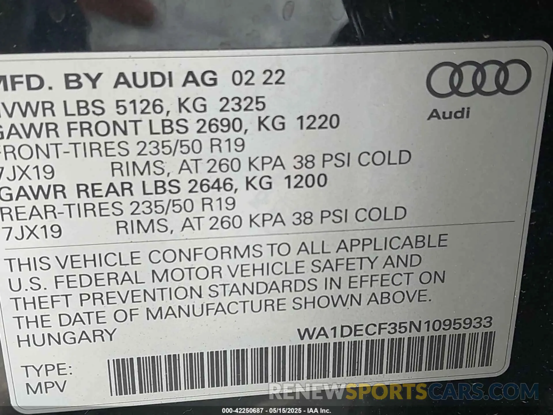 9 fotografías del automóvil dañado WA1DECF35N1095933 AUDI Q3 2022