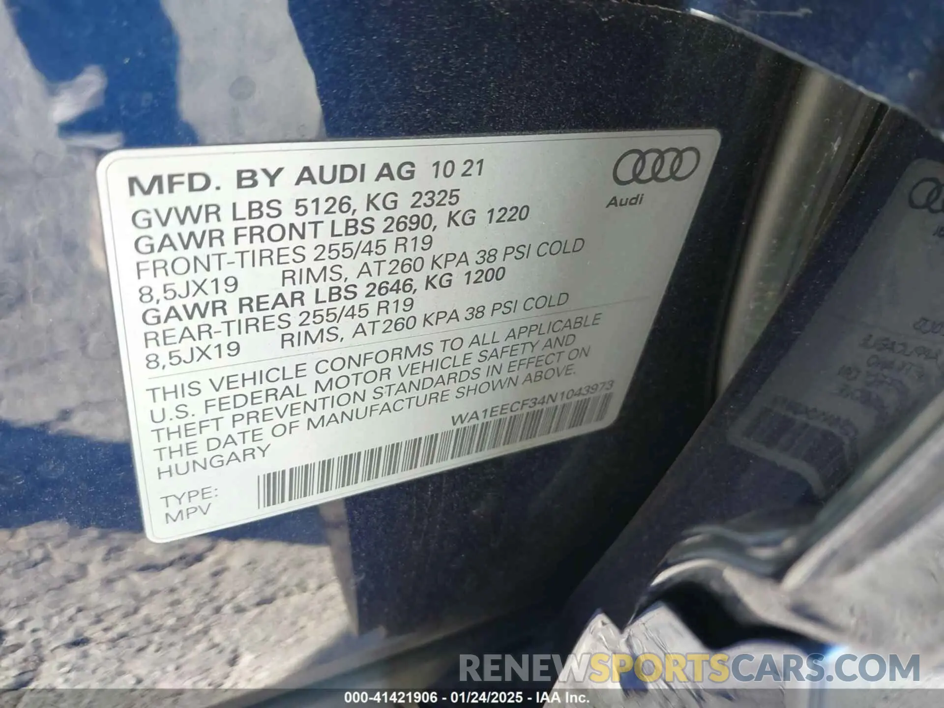 9 fotografías del automóvil dañado WA1EECF34N1043973 AUDI Q3 2022