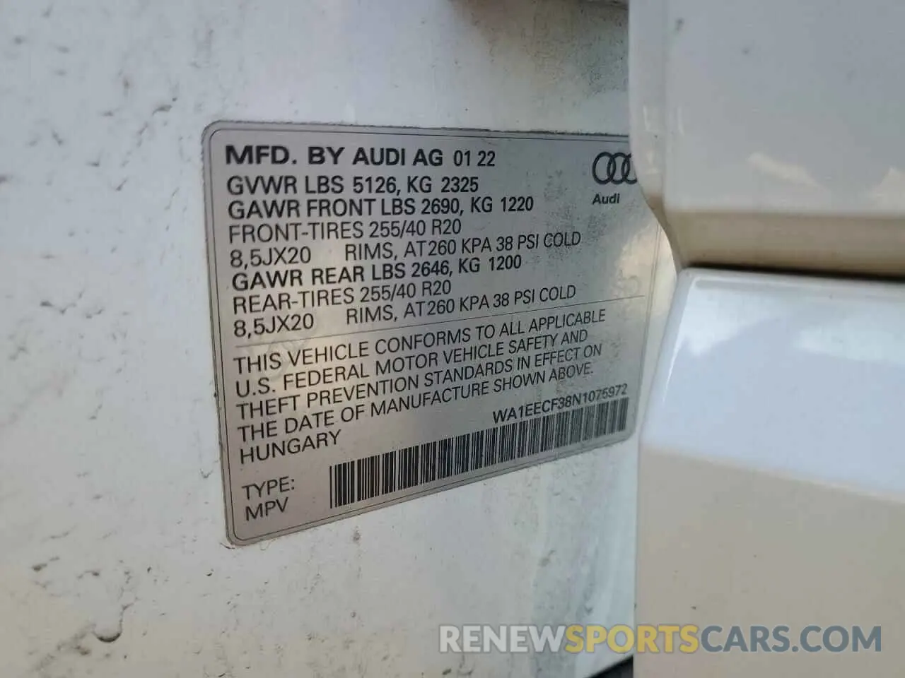13 fotografías del automóvil dañado WA1EECF38N1075972 AUDI Q3 2022