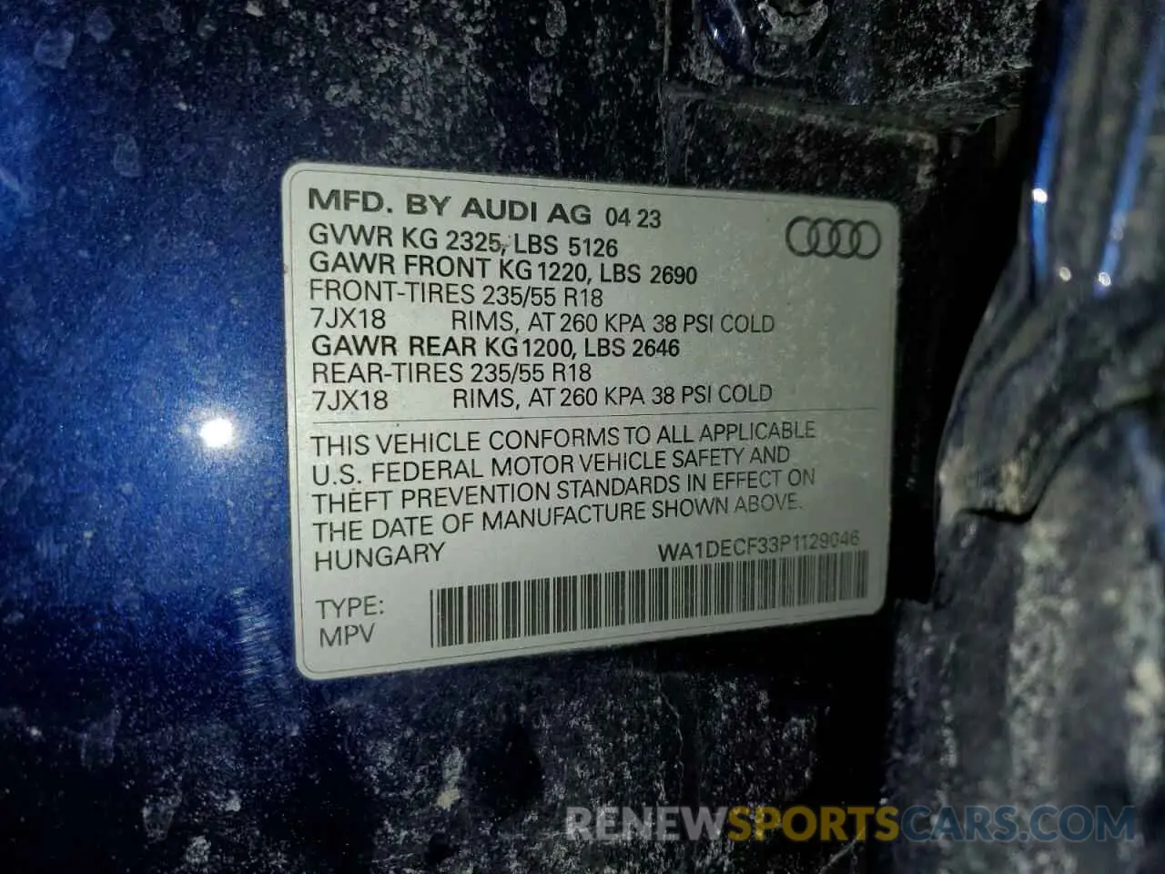 13 fotografías del automóvil dañado WA1DECF33P1129046 AUDI Q3 2023