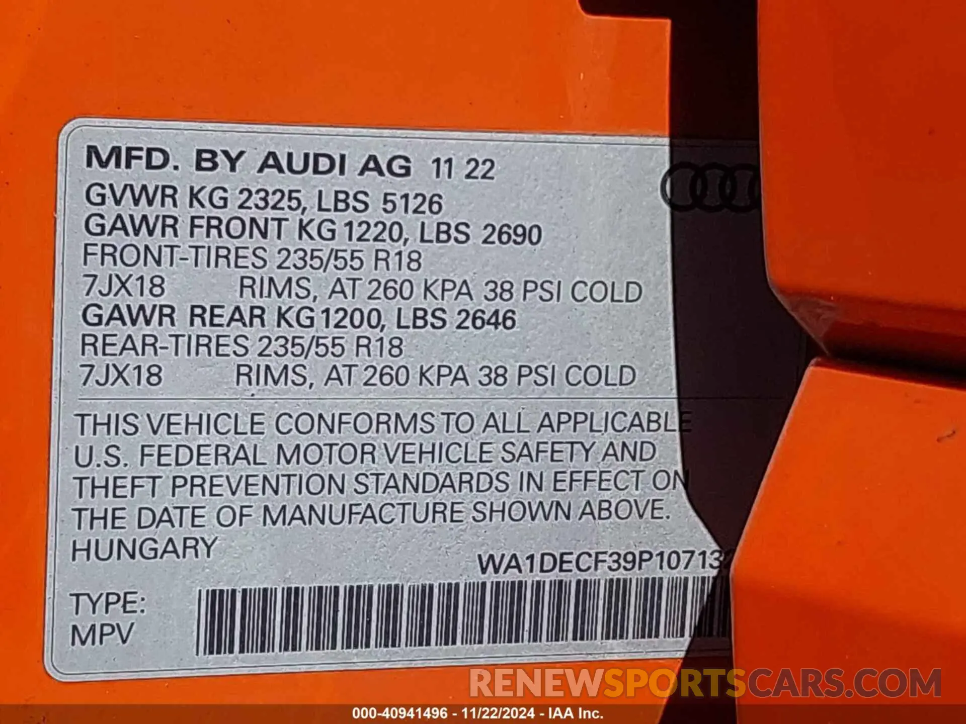 9 fotografías del automóvil dañado WA1DECF39P1071329 AUDI Q3 2023