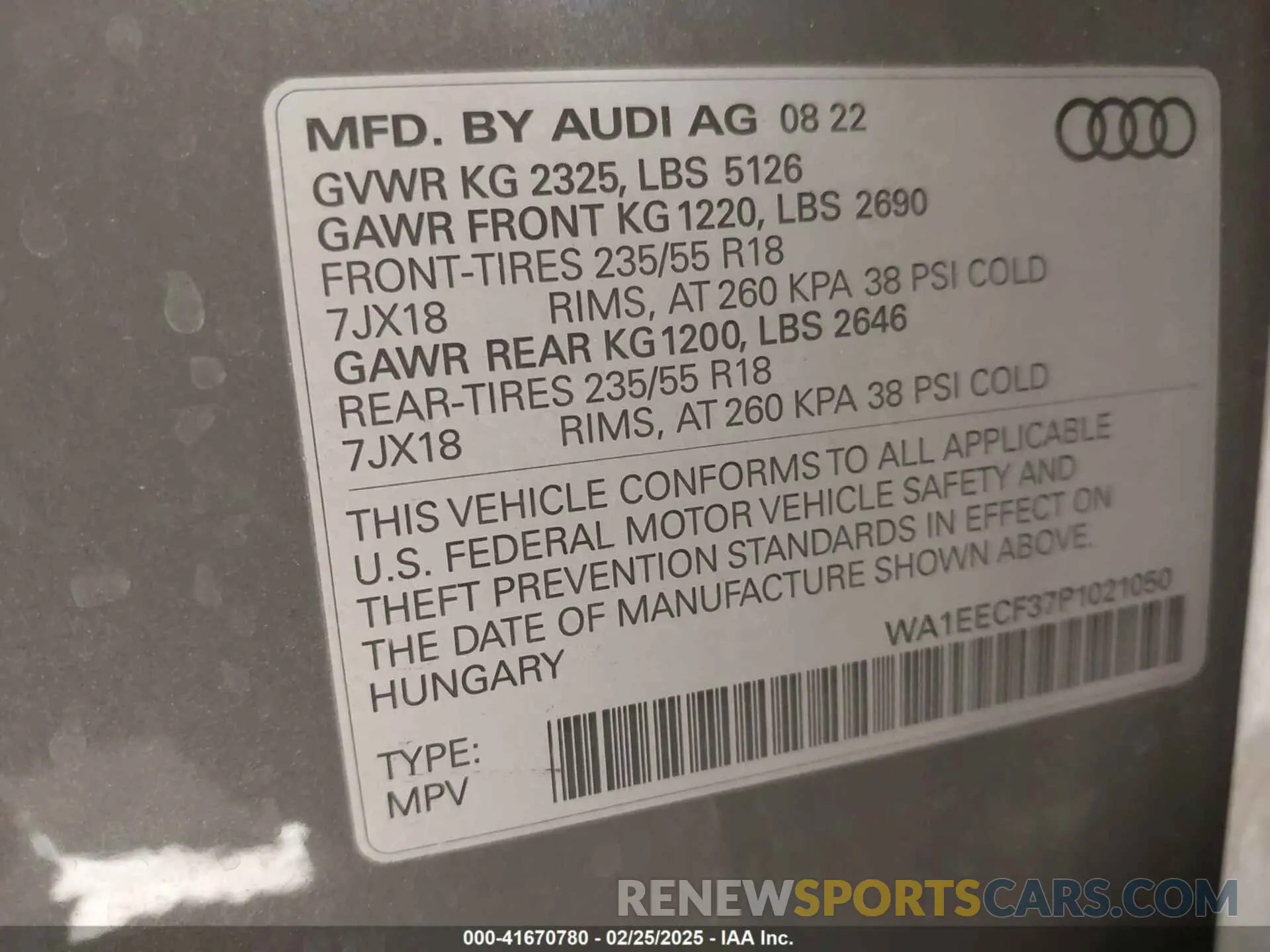 9 fotografías del automóvil dañado WA1EECF37P1021050 AUDI Q3 2023