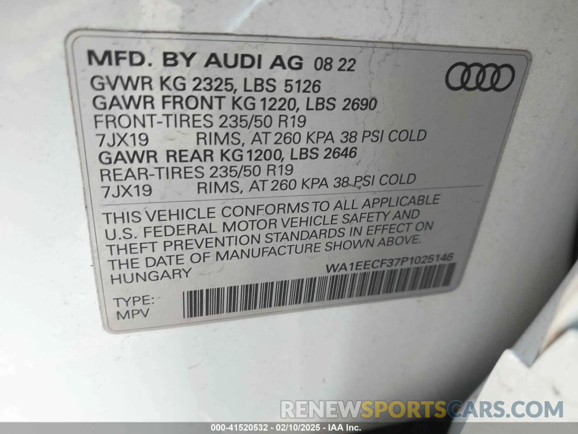 9 fotografías del automóvil dañado WA1EECF37P1025146 AUDI Q3 2023