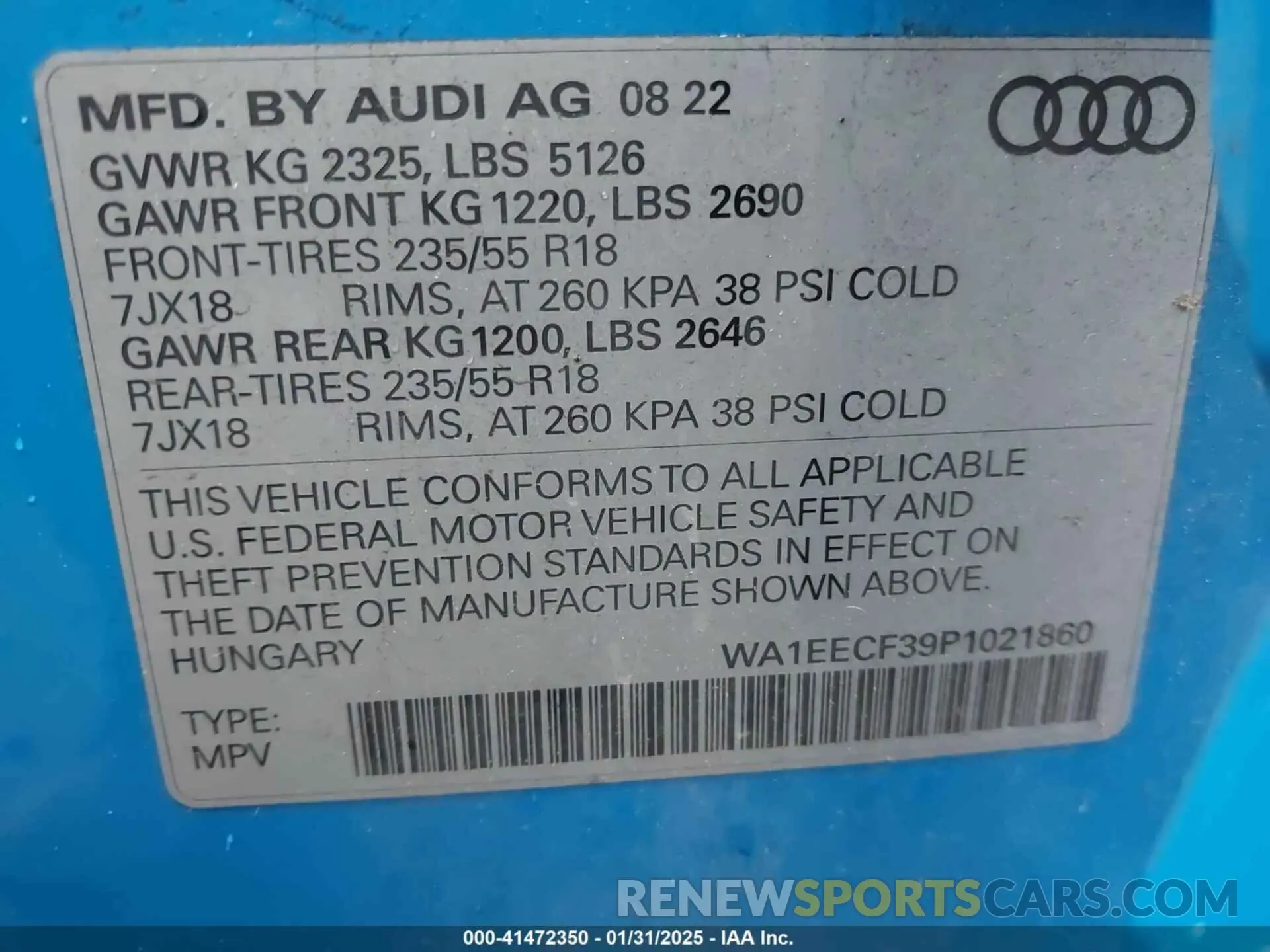 9 fotografías del automóvil dañado WA1EECF39P1021860 AUDI Q3 2023