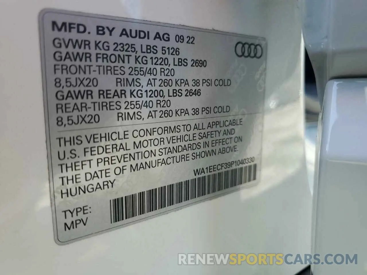 13 fotografías del automóvil dañado WA1EECF39P1040330 AUDI Q3 2023