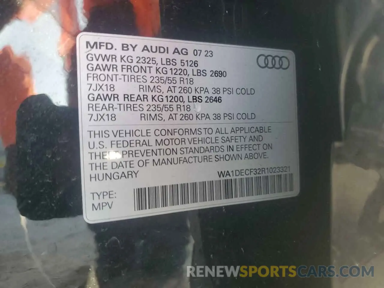 15 fotografías del automóvil dañado WA1DECF32R1023321 AUDI Q3 2024